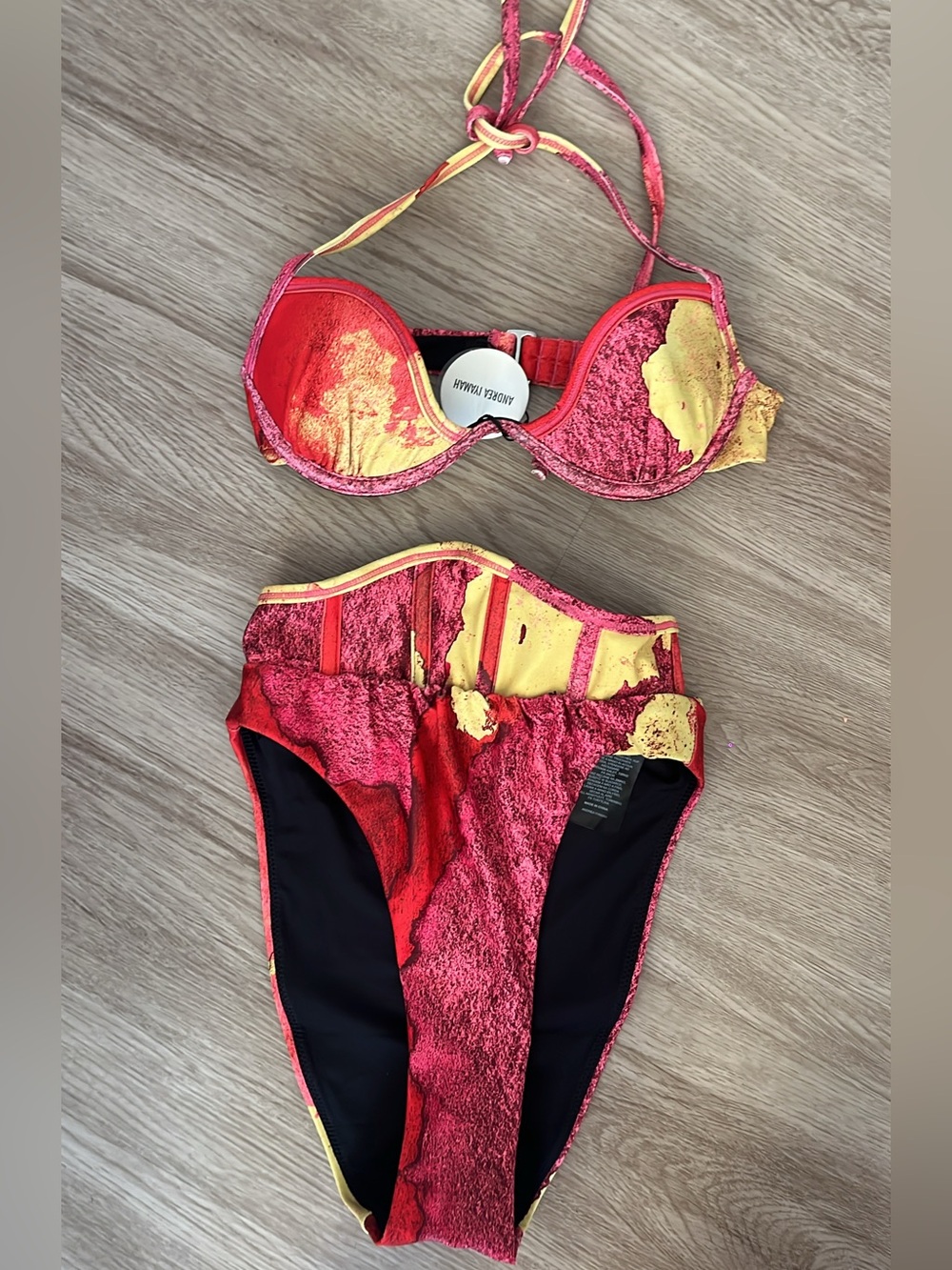 Andrea Iyamah Gura Corset Bikini Set Eros Print Pink Red Yellow - Picture 4 of 6